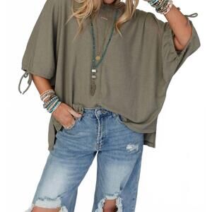 NEW THREE BIRD NEST little lark puff sleeve tee in olive
